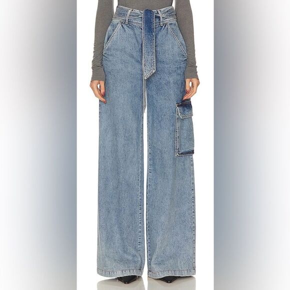 Veronica Beard Denim - VERONICA BEARD Belisa high-rise cargo jeans Wide-Leg Blue Jeans size 27